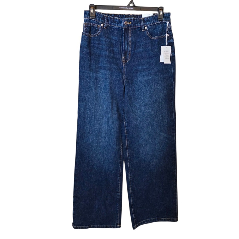 Free Assembly Womens High Rise Wide Leg Jeans Dark Wash Blue Size 8 NEW